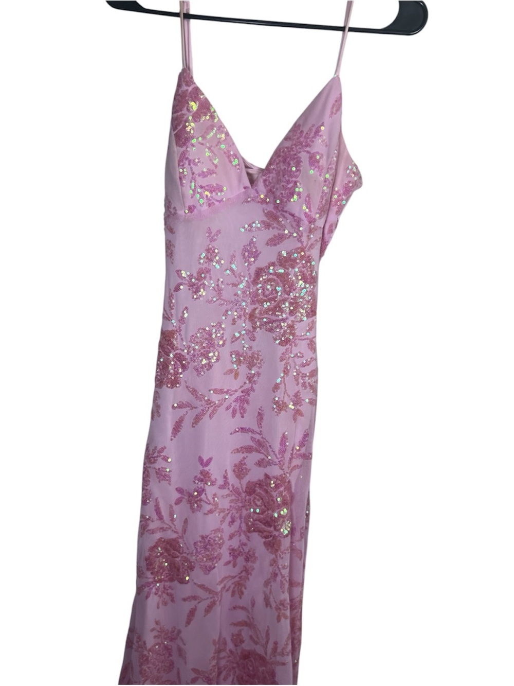 Windsor Pink Sequin Floral Open Back Maxi Dress Prom Formal Size M